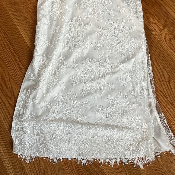 BHLDN Amsale Connie Lace Midi Slip Dress Size 6 Cowl Neck White NWT - Picture 16 of 17